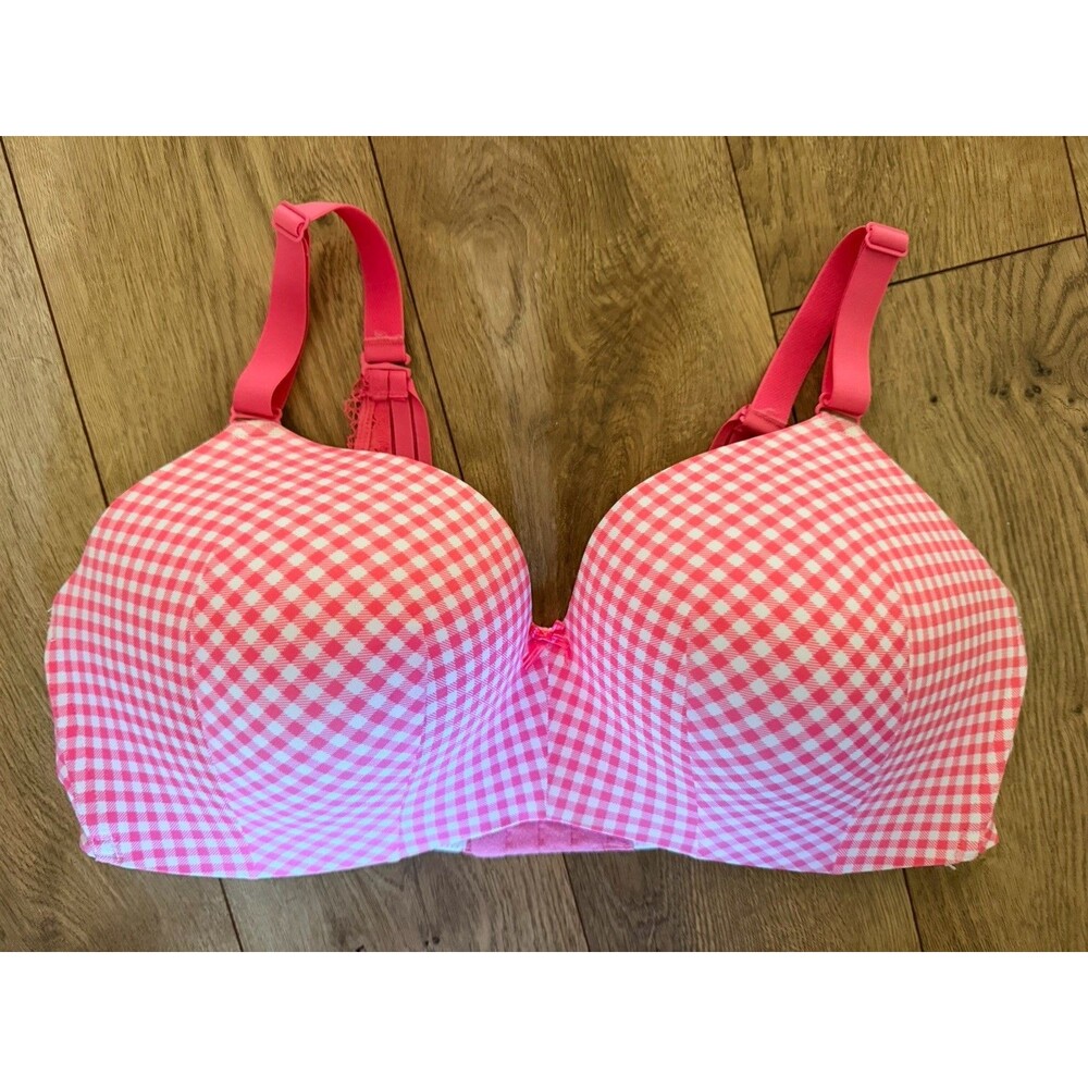 Cacique 40DD Simply Wire Free Tshirt Bra Pink Lace  Thick Band